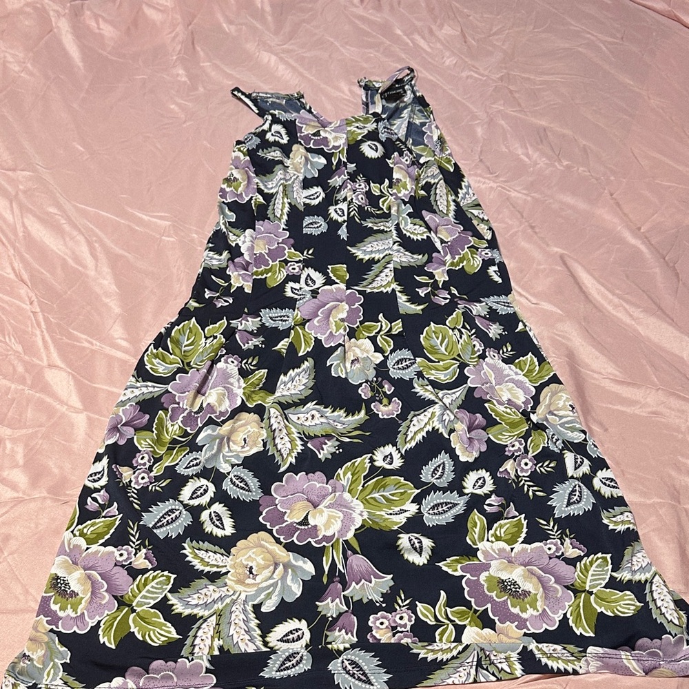 Enfocus Studio Floral Dress with Purple and Green Accents
